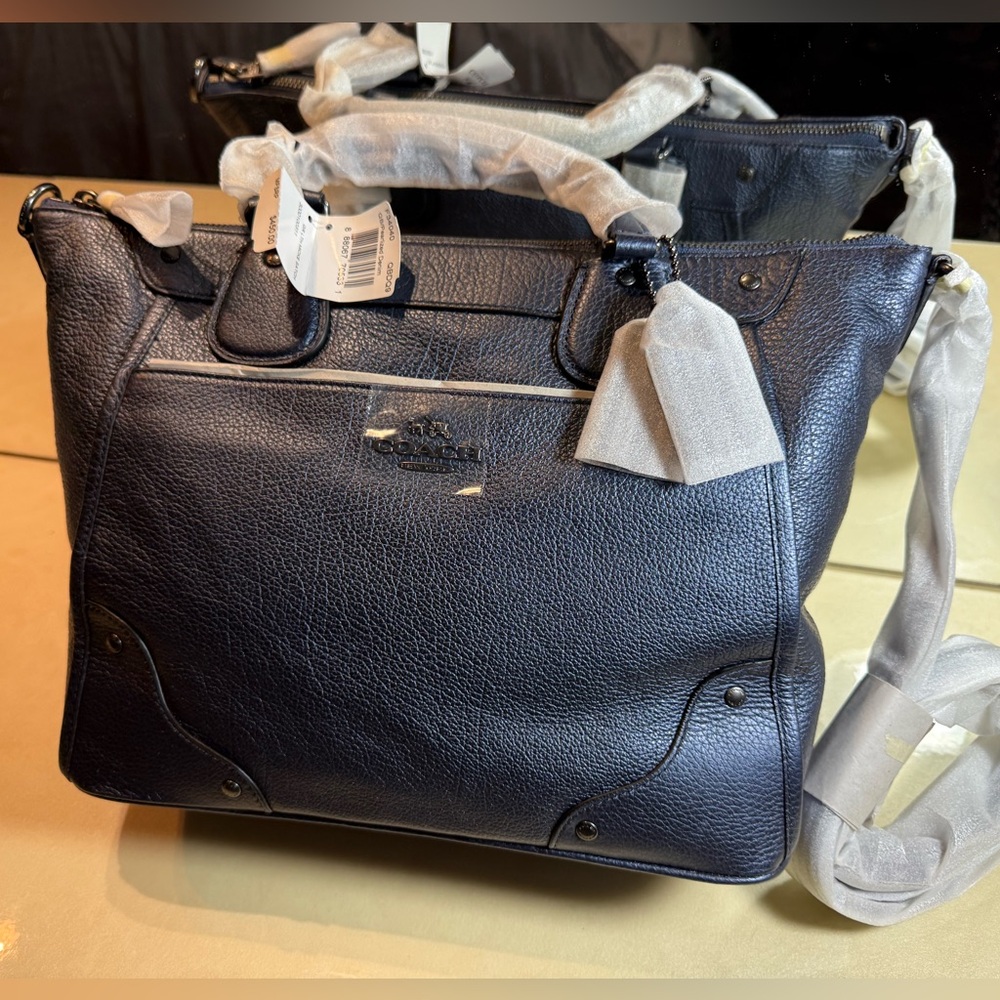 Coach Mickie Satchel in grain pearlized leather NWT - Picture 4 of 13